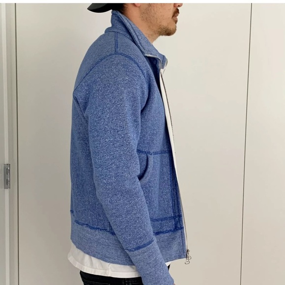 Wings + Horns SPRUCE Zip Bomber Jacket Sz S Blue - Picture 3 of 8